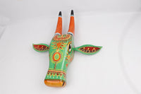 Wooden Painted Cow Head 15 inches  | Bull | Nandi Head Mask Wall Décor. Ethnic Indian Rajasthani Art Wooden Wall Hanging.