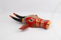 Wooden Painted Cow Head | Bull | Nandi Head Mask Wall Décor. Wooden Wall Hanging. Ethnic Indian Art.