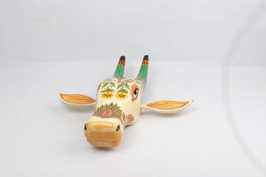 16 Inches Large Wooden Painted Cow Head | Wooden Wall Hanging Bull | Nandi Head Mask Wall Décor. . Ethnic Indian Rajasthani Art.