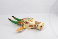 Wooden Painted Cow Head | Wooden Wall Hanging Bull | Nandi Head Mask Wall Décor. . Ethnic Indian Rajasthani Art.