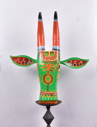 Wooden Painted Cow Head 15 inches  | Bull | Nandi Head Mask Wall Décor. Ethnic Indian Rajasthani Art Wooden Wall Hanging.