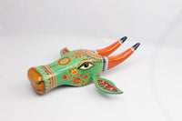 Wooden Painted Cow Head 15 inches  | Bull | Nandi Head Mask Wall Décor. Ethnic Indian Rajasthani Art Wooden Wall Hanging.