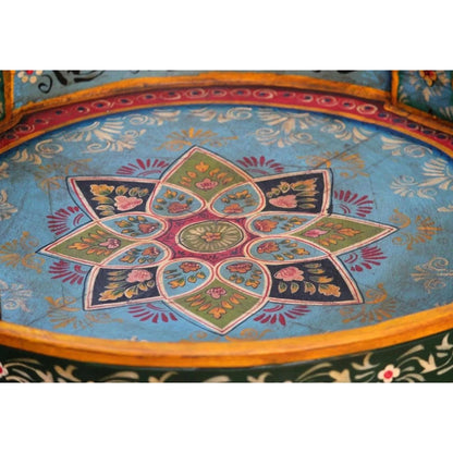Buy Wooden Chakki A Hand Painted Indian Carved Coffee Table, End Table, Garden Center Table, Handmade Planter, Fruit Box, Boho Plant Stand.