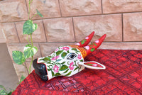 Wooden painted Bull | Nandi | Cow | head | face mask for wall decor. 15” long. Handmade artwork for interior from Kerala India.