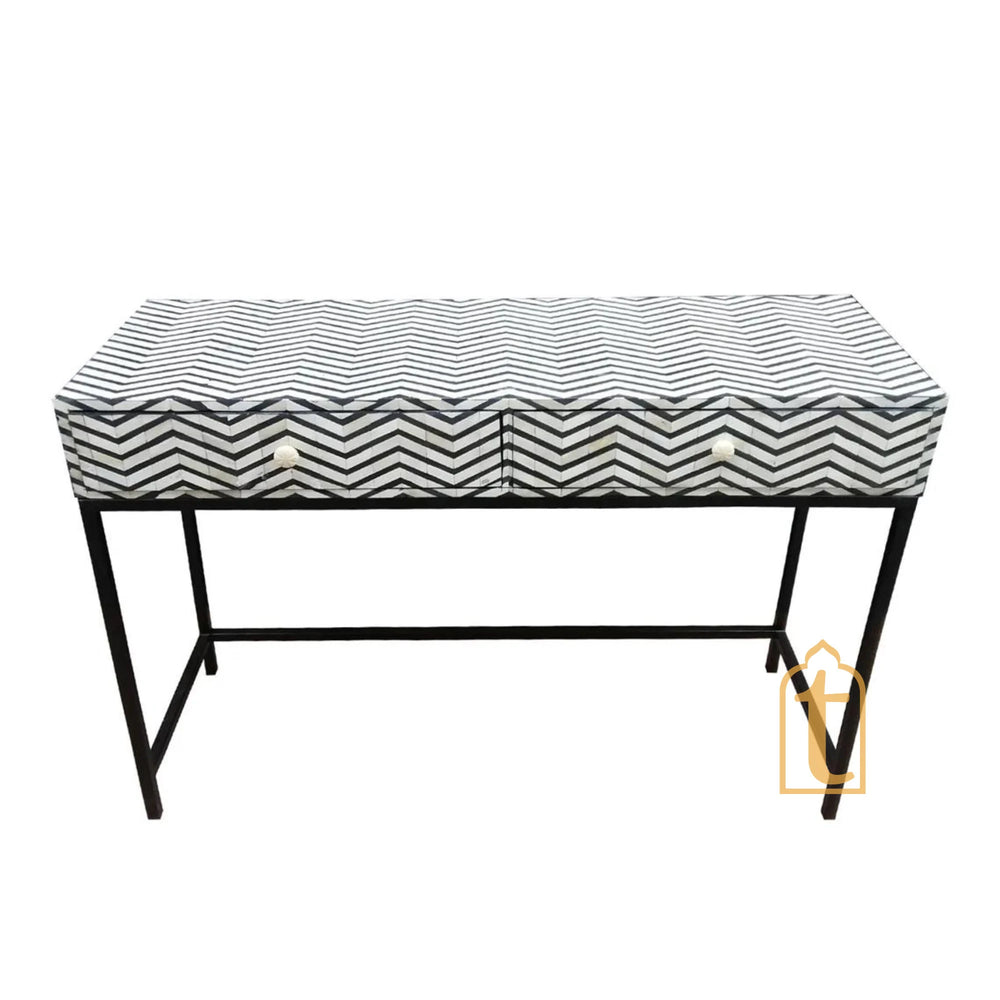 Handmade Bone Inlay 2 Drawer Console Table  | Study Table | Bone Inlay Side Table | Bone Inlay End Table / Bone Inlay Drawer Chats / Side Table