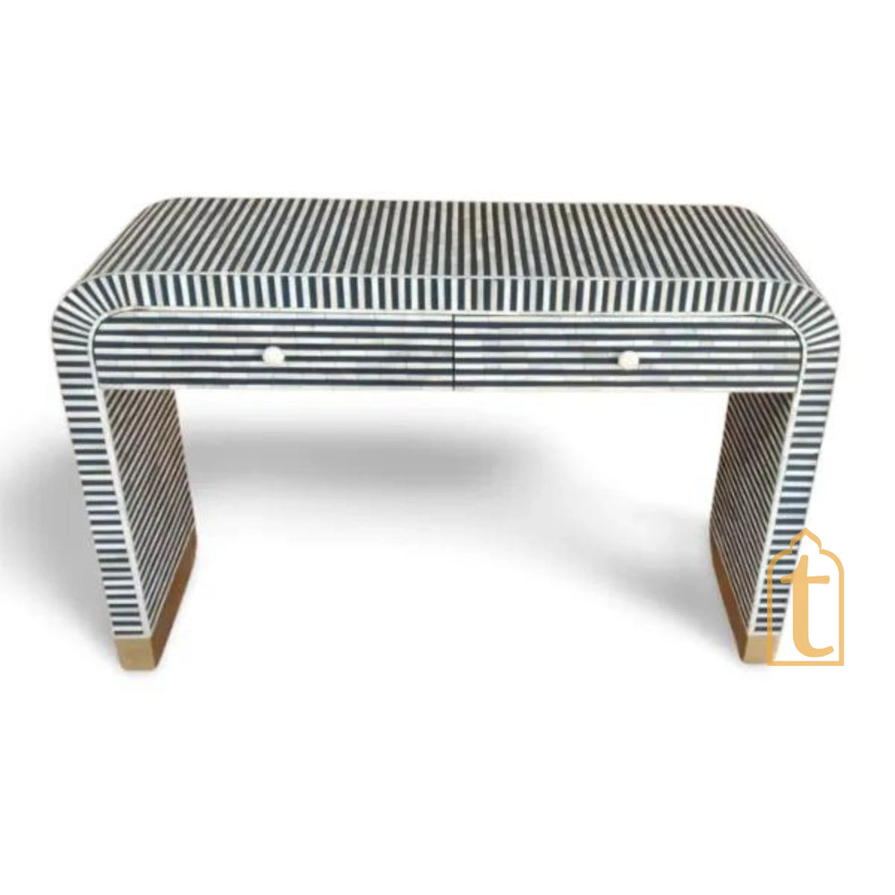 Moroccan Bone Inlay Chest of Drawers Sideboard | Waterfall Bone Inlay Desk / Bone Inlay Work Desk / Bone Inlay Console Table / Bone Inlay Desk.