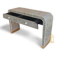 Moroccan Bone Inlay Chest of Drawers Sideboard | Waterfall Bone Inlay Desk / Bone Inlay Work Desk / Bone Inlay Console Table / Bone Inlay Desk.