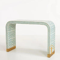 Handmade Bone Inlay Wooden Waterfall / Moroccan Design Bone Inlay Console Table / Laptop Table living Room / Bone Inlay Console / Bone Inlay Desk for Lobby.