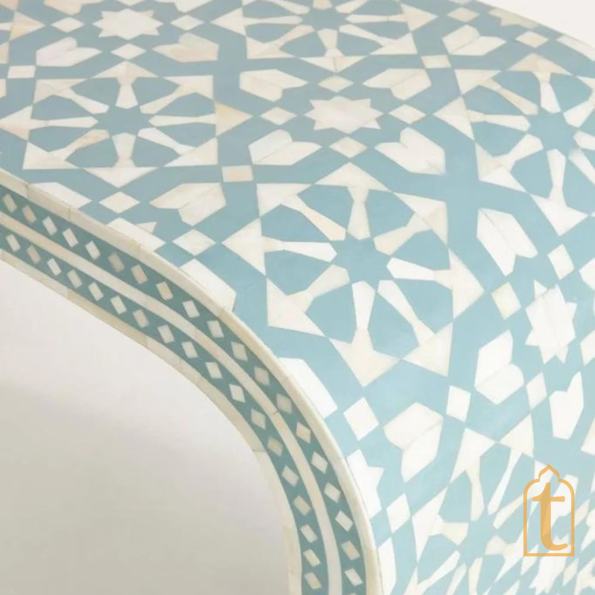 Handmade Bone Inlay Wooden Waterfall / Moroccan Design Bone Inlay Console Table / Laptop Table living Room / Bone Inlay Console / Bone Inlay Desk for Lobby.