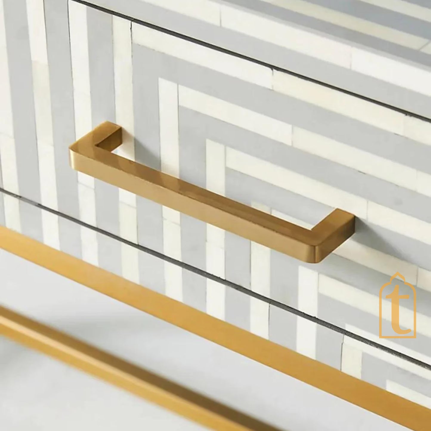 Wooden Bone Inlay Console Table | Hall-Way Entry Table | Bone Inlay 2 Drawer Console Table / Bone Inlay Stripe Desk / Bone Inlay Storage.