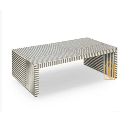 Handmade Modern Striped Pattern Coffee Table/Bone Inlay Wooden Coffee Table/Wooden Furniture/Rectangle CoffeeTable/Bone Inlay Cocktail Table