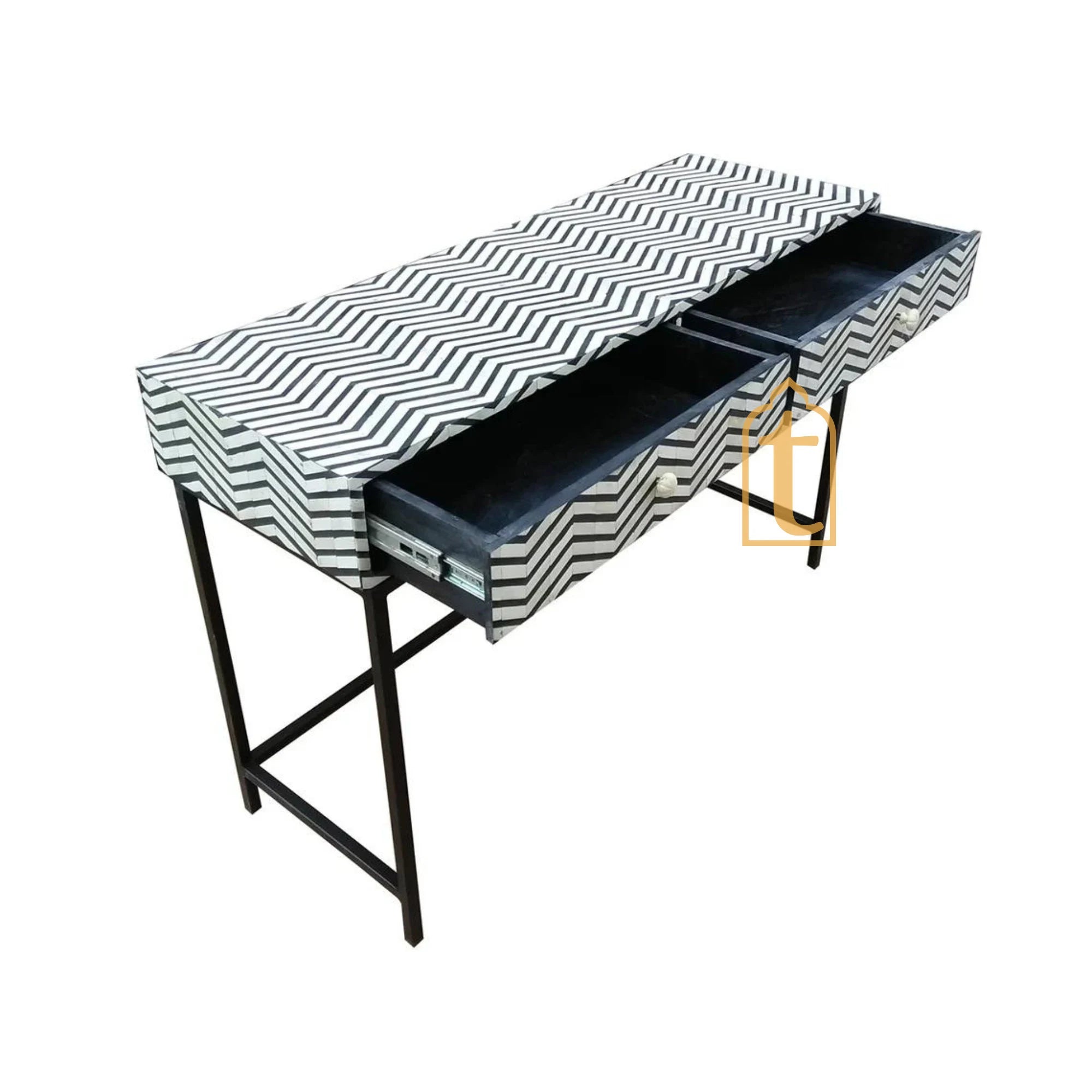 Handmade Bone Inlay 2 Drawer Console Table  | Study Table | Bone Inlay Side Table | Bone Inlay End Table / Bone Inlay Drawer Chats / Side Table