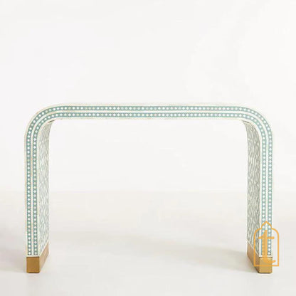 Handmade Bone Inlay Wooden  Waterfall/Moroccan design Bone Inlay Console Table/ Laptop Table living room, bone inlay console/Desk/ for lobby