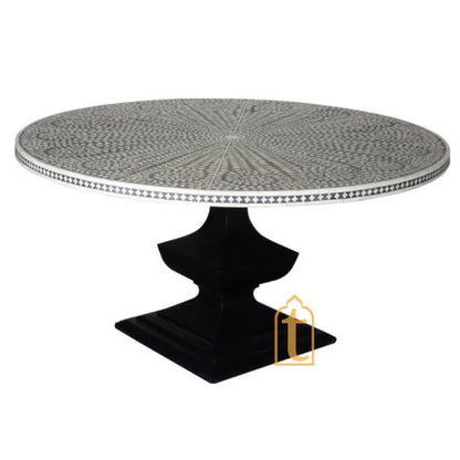 Handmade Bone Inlay Dining Table | Center Table | Conversion Table |  Modern Floral Pattern Restaurant Hotel Bone Inlay Table.