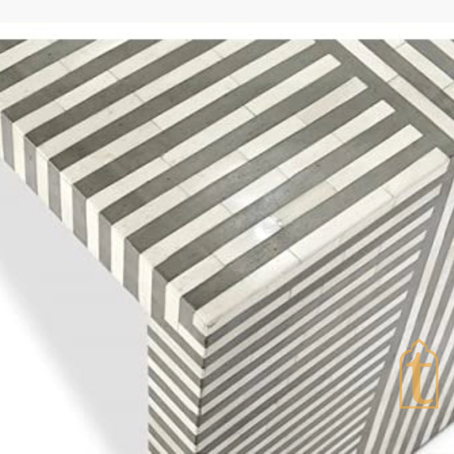 Handmade Modern Striped Pattern Coffee Table/Bone Inlay Wooden Coffee Table/Wooden Furniture/Rectangle CoffeeTable/Bone Inlay Cocktail Table