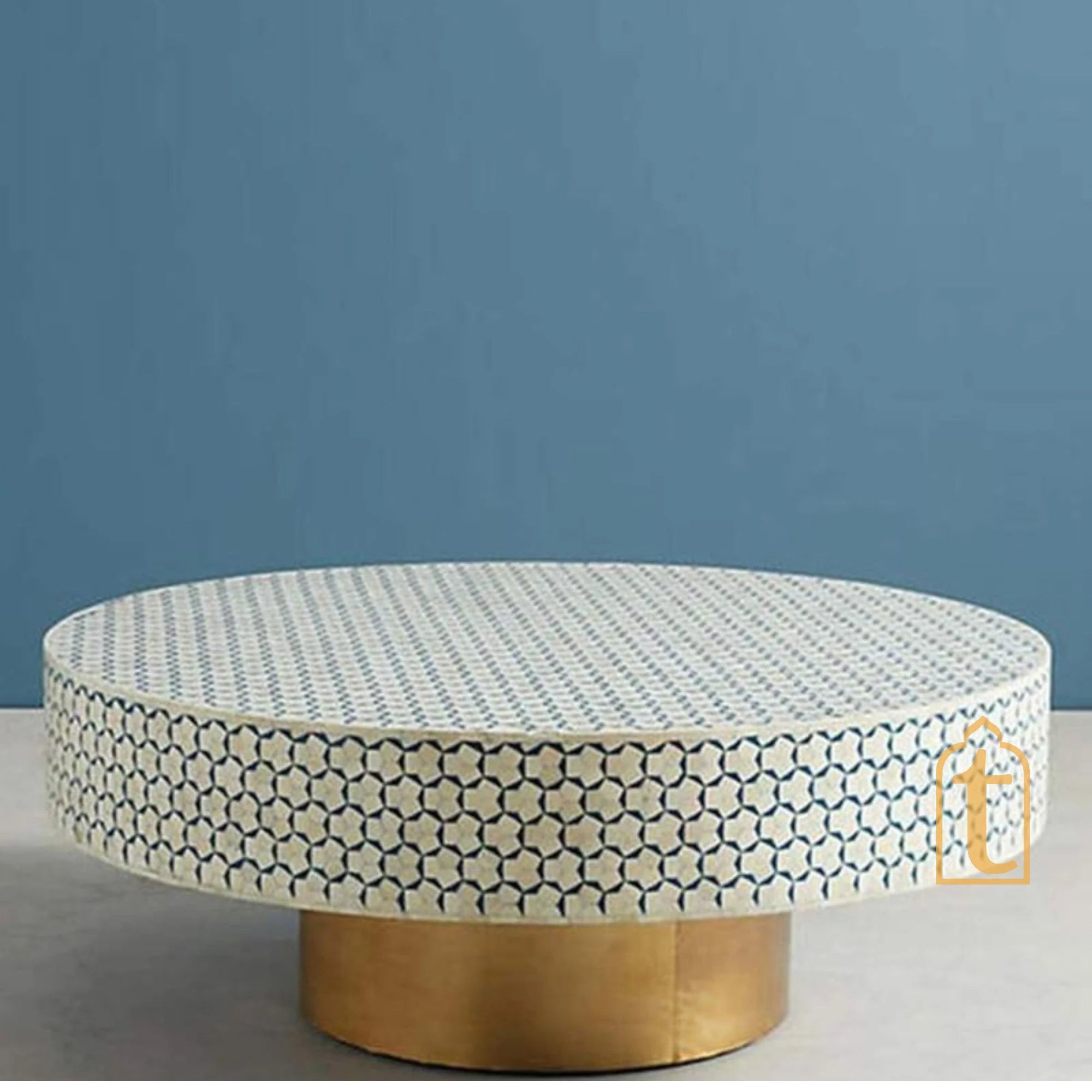 Wooden Waterfall Pattern Coffee Table / Bone Inlay Wooden Coffee Table / Wooden Furniture / Wooden Coffee Table / Bone Inlay Cocktail Table.