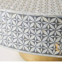 Handmade Wooden Modern Pattern Bone Inlay Coffee Table / Bone Inlay Center Table / Bone Inlay Wooden Coffee Table / Bone Inlay Furniture / Floral Design Center Table.
