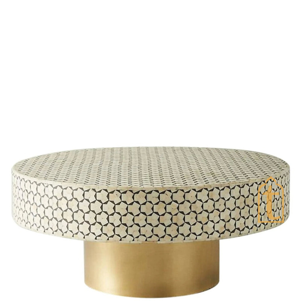 Bone Inlay Round Centre Table / Handmade Bone Inlay Coffee Table / Bone  Round Coffee Table / Bone Inlay Table / Round Coffee Table / Bone Inlay Cocktail Table.
