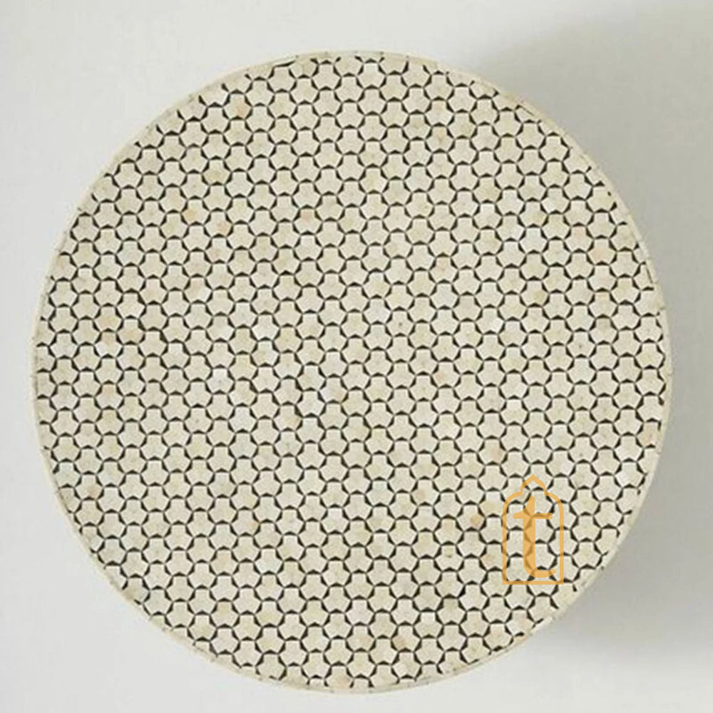 Bone Inlay Round Centre Table / Handmade Bone Inlay Coffee Table / Bone  Round Coffee Table / Bone Inlay Table / Round Coffee Table / Bone Inlay Cocktail Table.