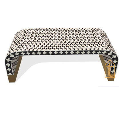 Bone Inlay Waterfall Moroccan Design Console, Bone Inlay Furniture- Bone Inlay Waterfall Coffee Table, Bone Inlay Center Table Laptop table.