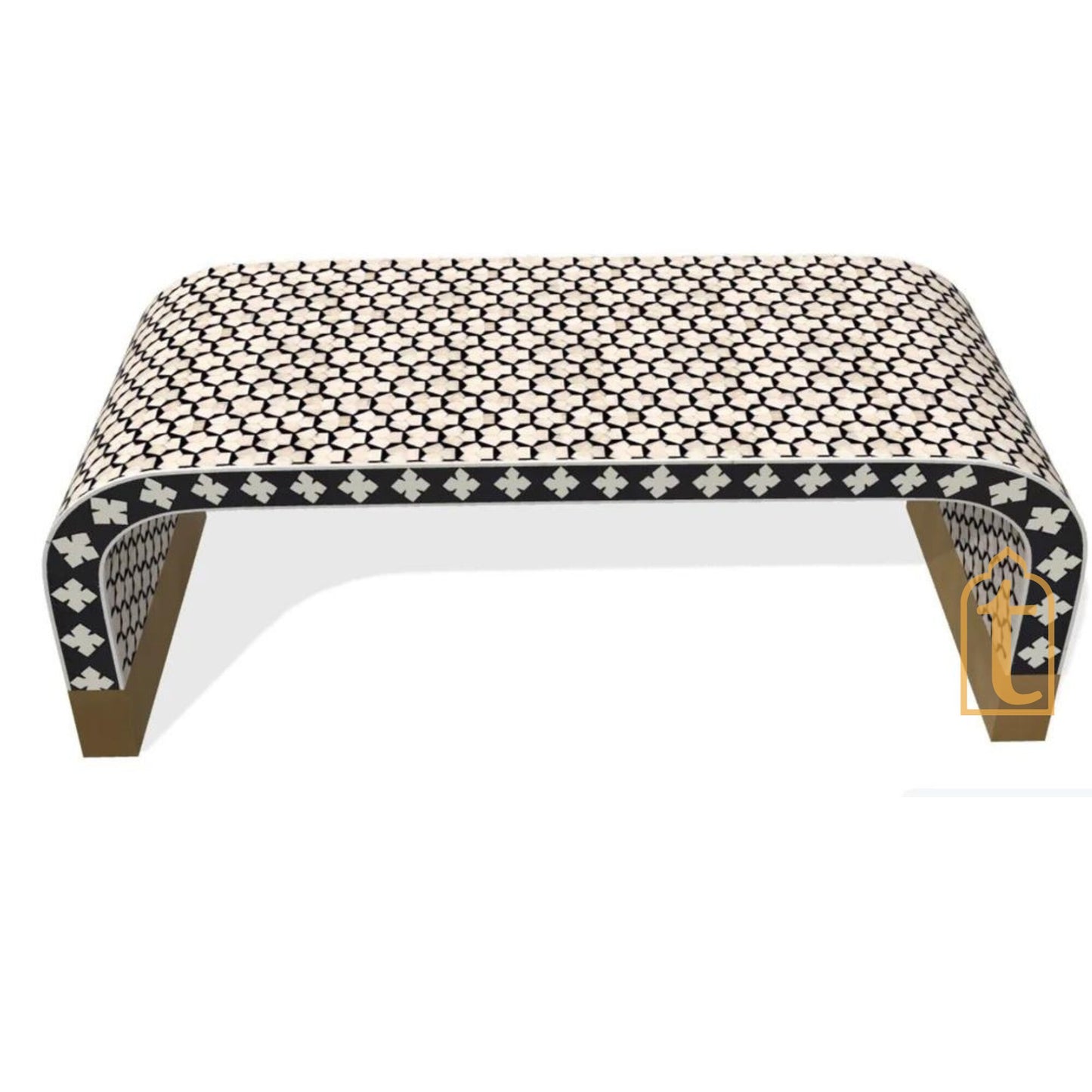Bone Inlay Waterfall Moroccan Design Console, Bone Inlay Furniture- Bone Inlay Waterfall Coffee Table, Bone Inlay Center Table Laptop table.