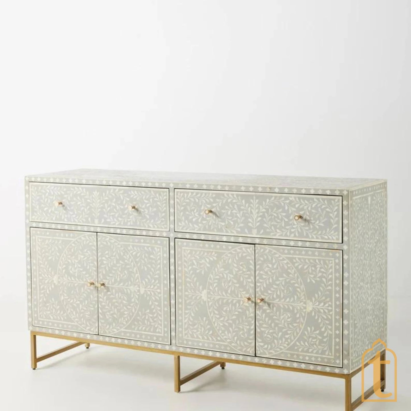 Bone Inlay Sideboard/Bone Inlay Buffet Table, Cabinet Table,Storage Unit,Bone Moroccan Inlay 2 Drawers, Chest of Drawers,Bone Inlay Dresser,