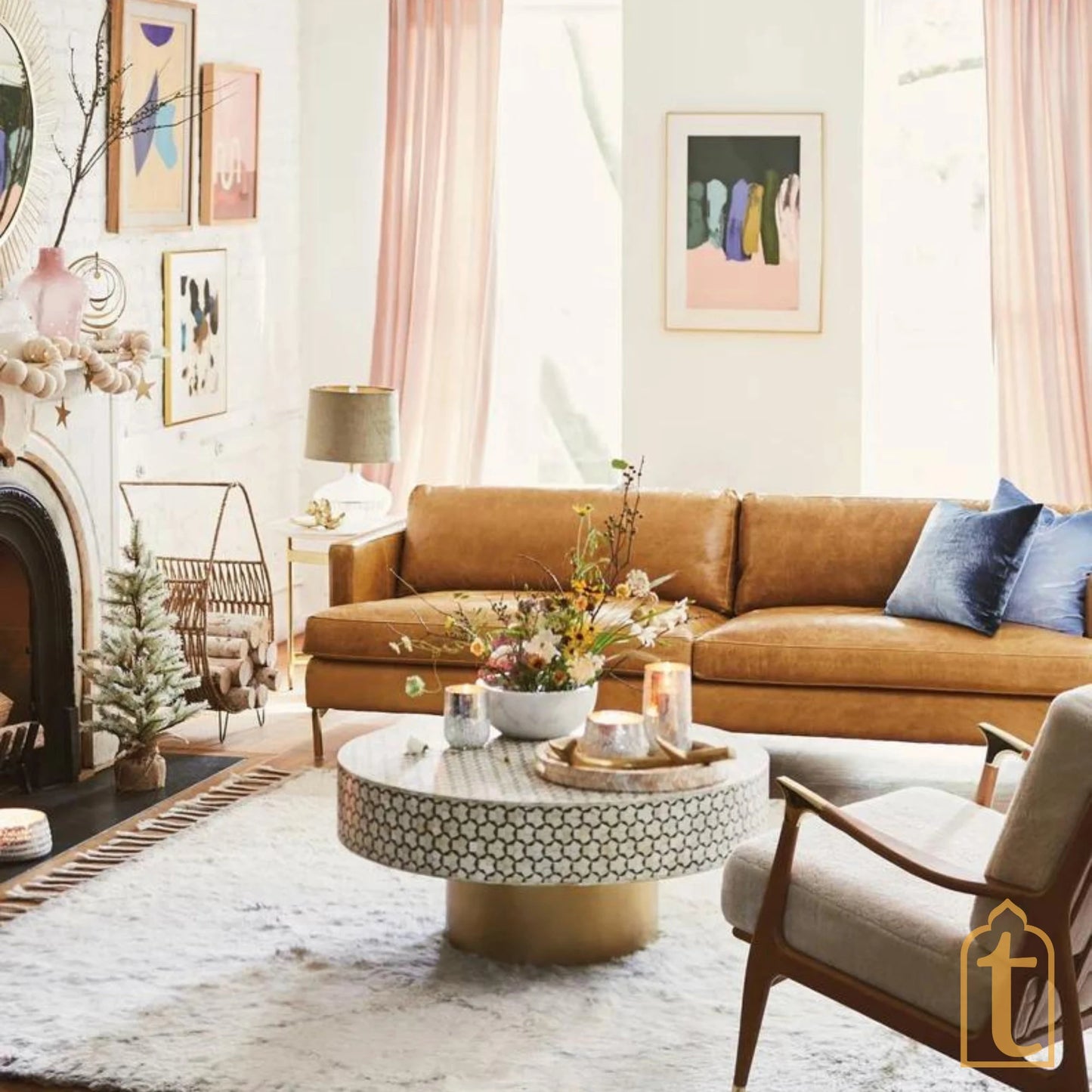 Round Bone Inlay Centre Table/Handmade Bone Inlay Coffee Table/Center Table/Bone Inlay Table/Round Coffee Table/Bone Inlay Cocktail Table.