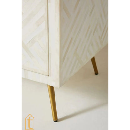 Bone Inlay Optical Design Media Cabinet White/Bone Inlay Optical Design Media Console/Bone Inlay Storage Unit/wooden furniture/bone console.