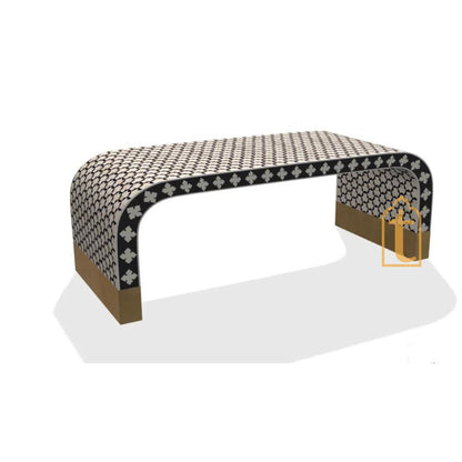 Bone Inlay Waterfall Moroccan Design Console, Bone Inlay Furniture- Bone Inlay Waterfall Coffee Table, Bone Inlay Center Table Laptop table.
