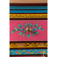 Indian Peacock Floral Hand Painted Wooden Cabinet / Side Storage / Wooden Cabinet / Hand Painted Sideboards / Wooden Big Cabinet.