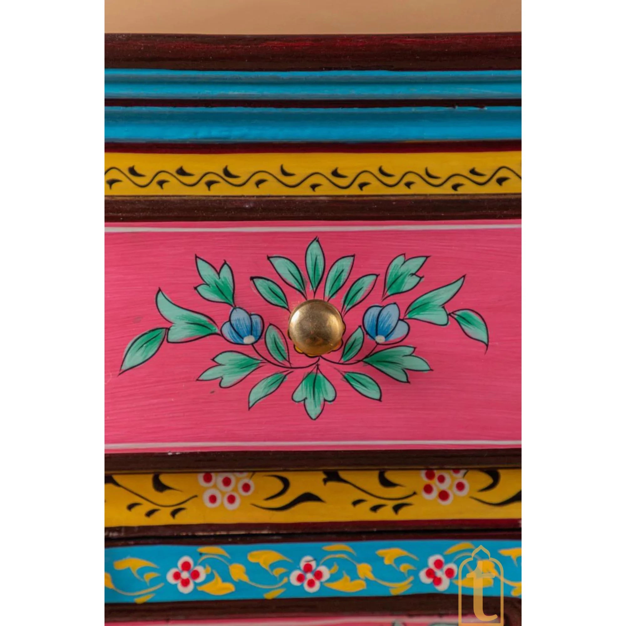 Indian Peacock Floral Hand Painted Wooden Cabinet / Side Storage / Wooden Cabinet / Hand Painted Sideboards / Wooden Big Cabinet.