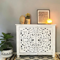 Wooden Indian Beautiful Hand Carved White Bedside Table / Nightstand / Wall Decor / Sofa Side decor / Indian Home Decor Furniture.