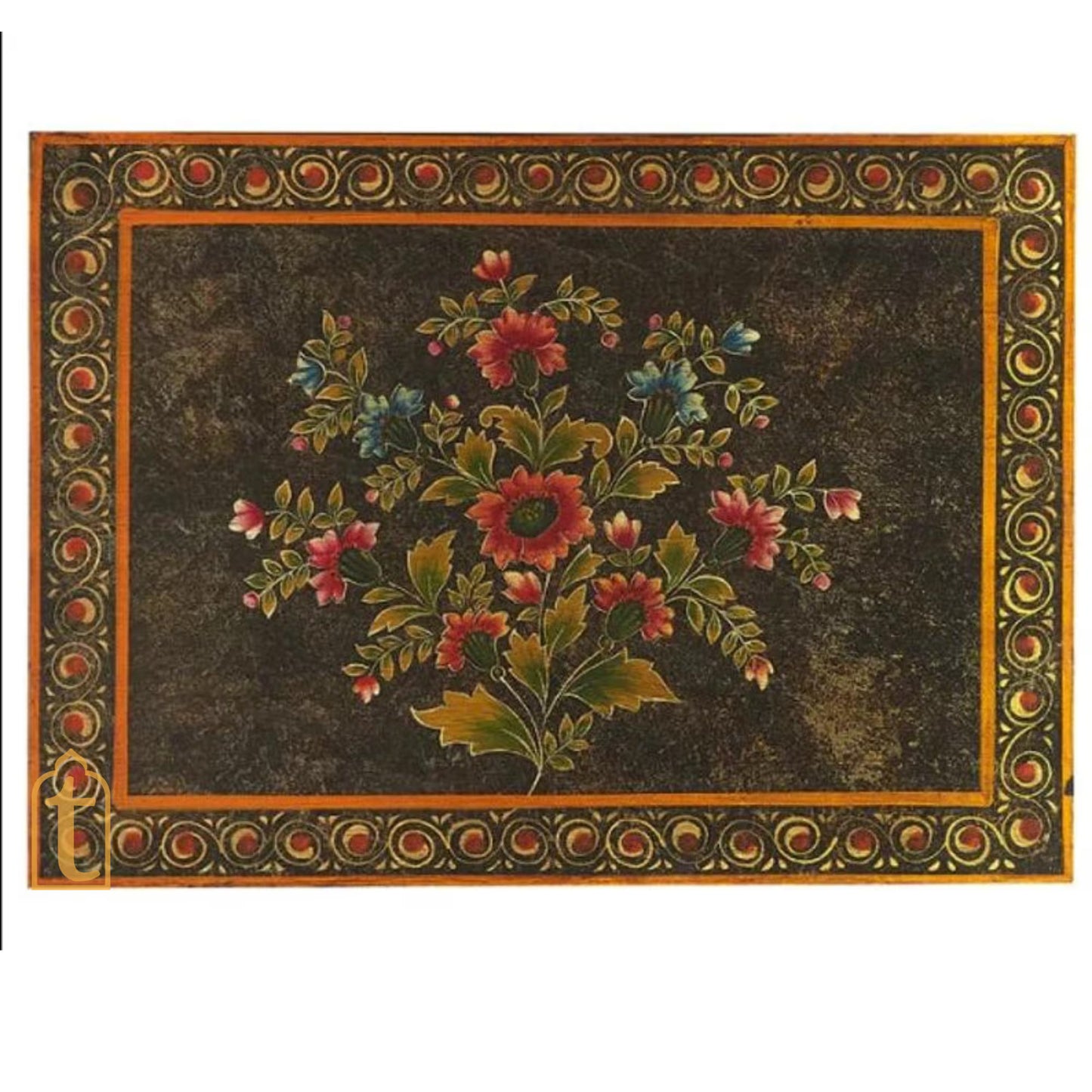 Rajasthani Indian Bedside Furniture/Home Decor Side Table With Chest Drawer/Hand Painted With Finish Polished/Living Room Cabinet