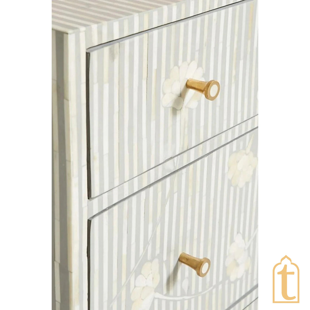 Bone Moroccan Inlay 6 Drawers Chest of Drawers / Bone Inlay 6 Drawers Dresser / Bone Inlay Chest of Drawers / Bone Inlay Furniture Sideboard Unit.