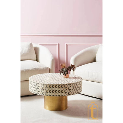 Round Bone Inlay Centre Table/Handmade Bone Inlay Coffee Table/Center Table/Bone Inlay Table/Round Coffee Table/Bone Inlay Cocktail Table.