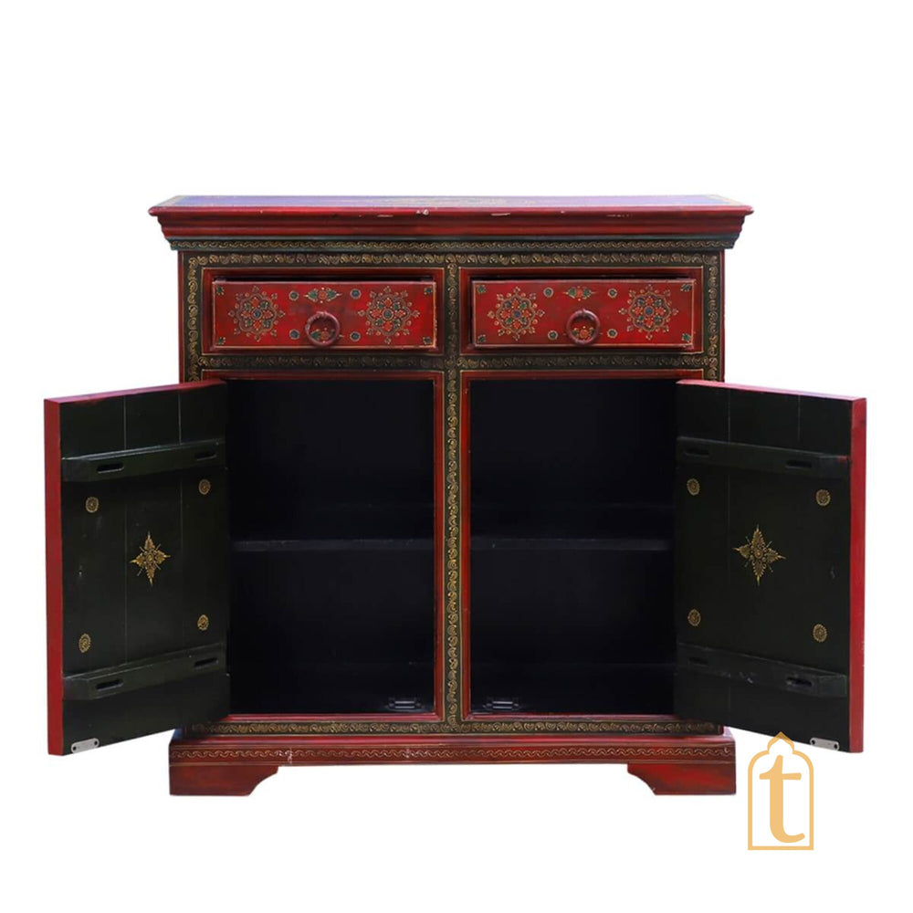 Wooden Indian artistry Hand Painted Beautiful King Queen Designed wooden Cabinet For Home Décor/Side Cabinet/Living Room Decor Cabinet/Furniture.