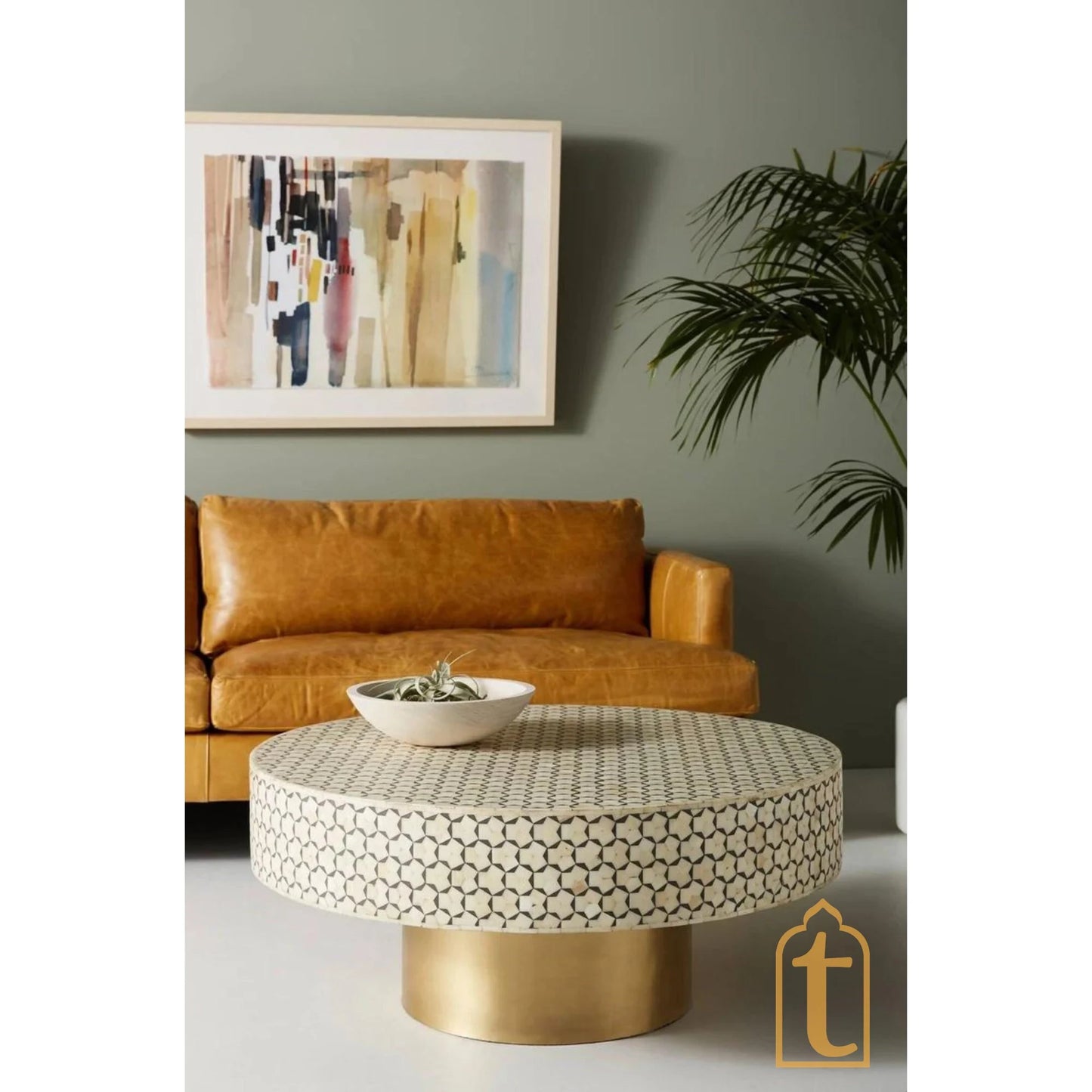 Round Bone Inlay Centre Table/Handmade Bone Inlay Coffee Table/Center Table/Bone Inlay Table/Round Coffee Table/Bone Inlay Cocktail Table.