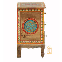 Hand Painted Solid Wood Chest Of Drawer In Multi Color | 3 Chest Of Drawers/Bed Side, Hand Painted Side Table | Decorative Indian furniture.