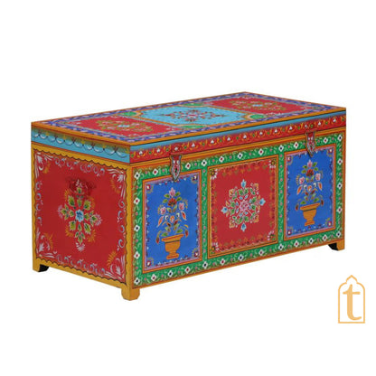 Wooden Indian storage trunk, treasure chest, furniture, home and living,Painted storage,Handpainted Indian Jewellery / Treasure Box. (Copy)