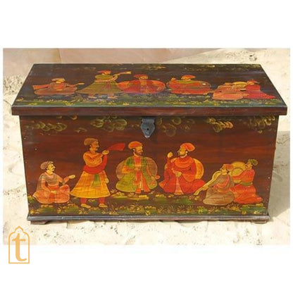 Indian wood storage trunk, treasure chest, furniture, home and living,Painted storage,Handpainted Indian Jewellery / Treasure Box.
