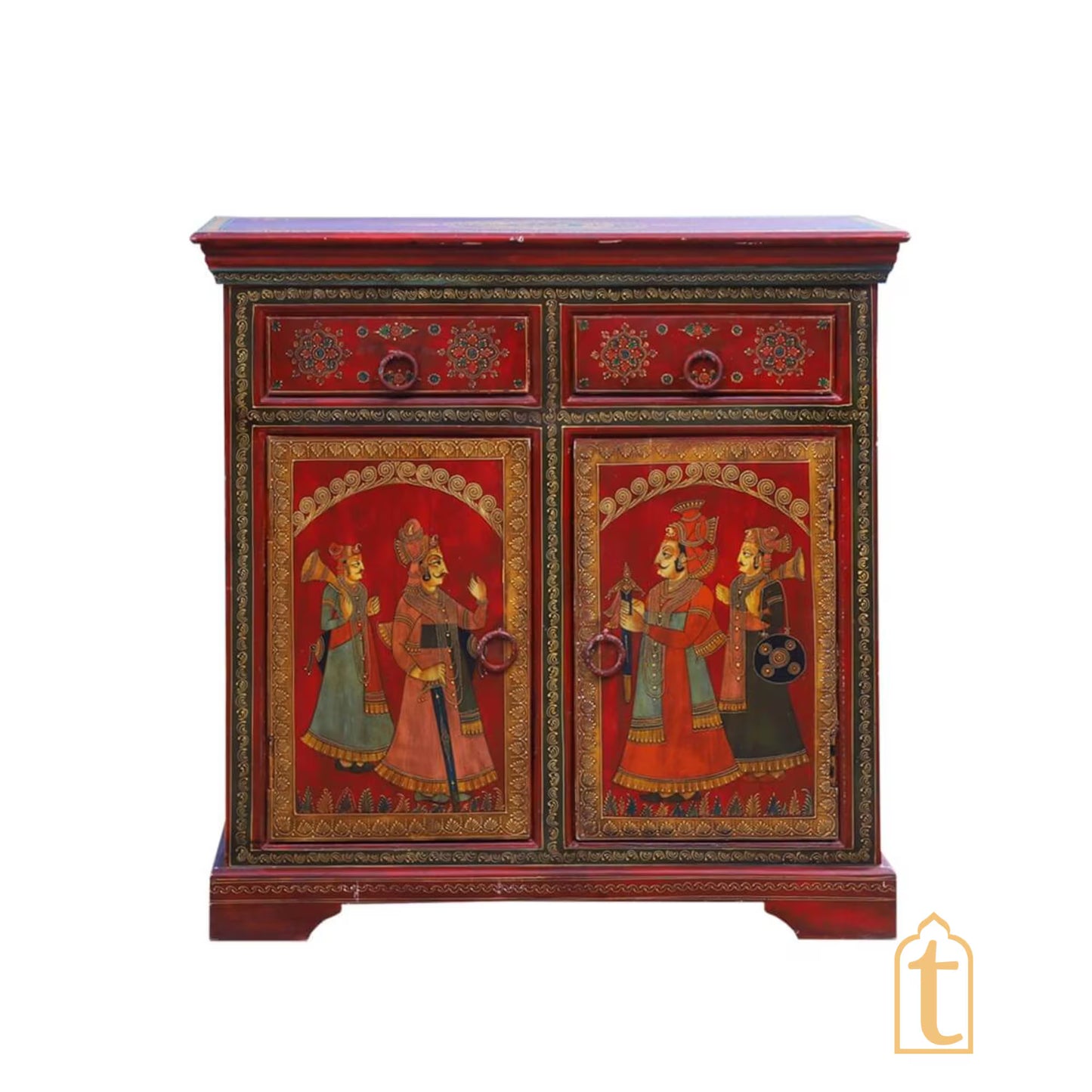Wooden Indian artistry hand painted Beautiful King Queen designed wooden Cabinet For Home Décor/Side Cabinet/Living Room Decor Cabinet/Furniture.