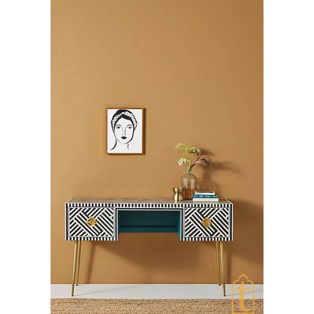 Bone inlay Work Desk | Laptop table | Console Table | Home and Office Furniture / Bone Inlay laptop Table / Wooden Furniture.