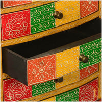 Indian Hand Painted Patches Mango Wood 5drawer Jewelry Box/Keepsake Cabinet Storage, Hand painted Cabinet Large Chest of Drawer/ Living Room