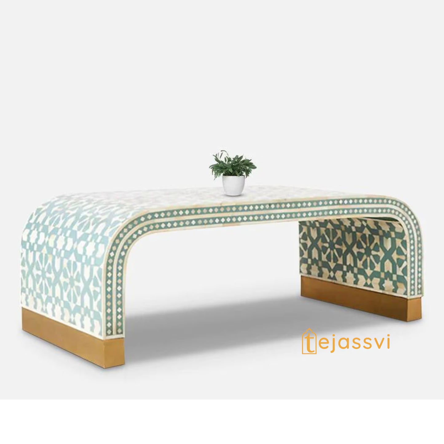 Handmade Wooden Console Table/Bone Inlay Table/Hall Way Entry Table/Bone Inlay Coffee Table/Bone Inlay Centre Table/Waterfall Coffee Table.