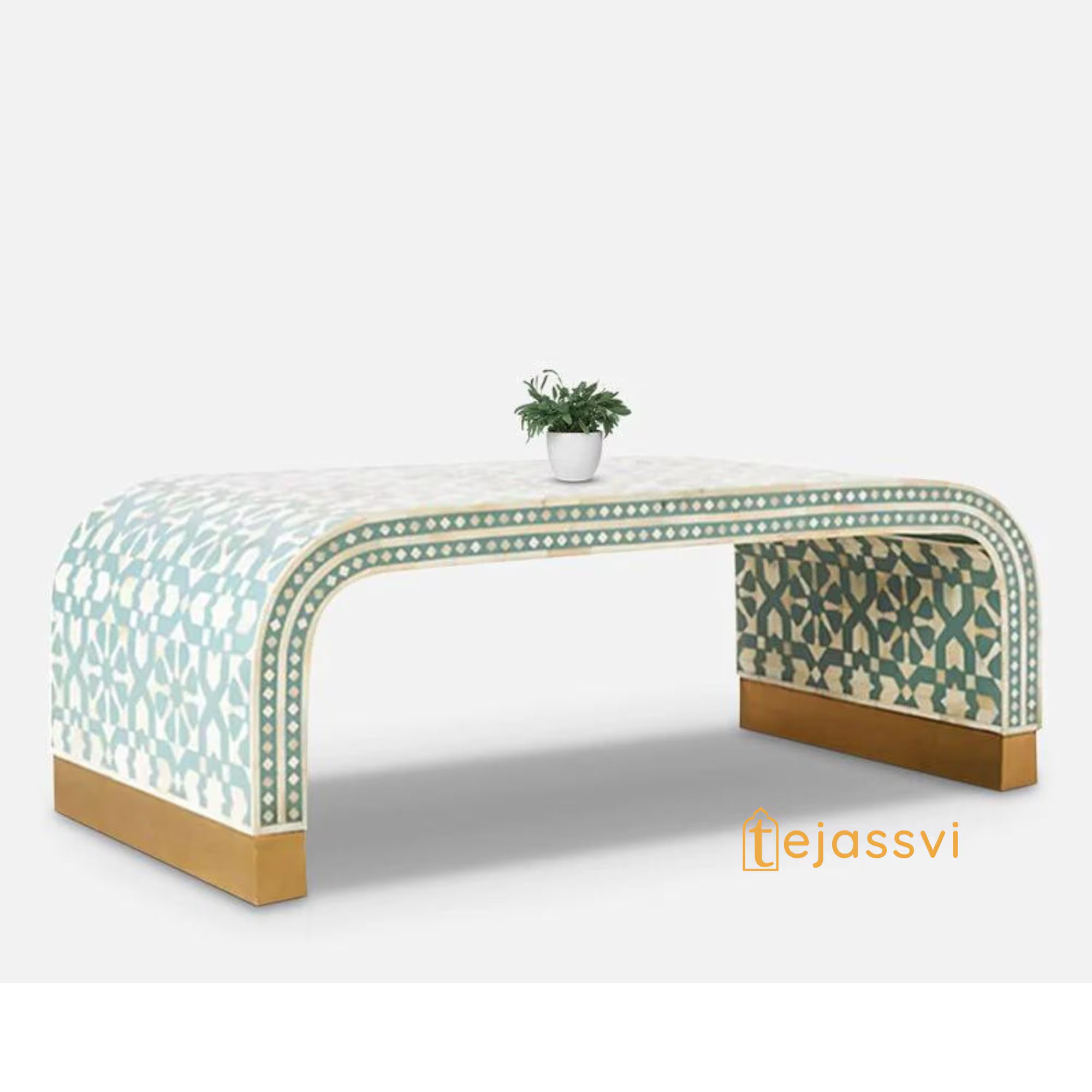 Handmade Wooden Console Table / Bone Inlay Table / Hall Way Entry Table / Bone Inlay Coffee Table / Bone Inlay Center Table / Waterfall Coffee Table.