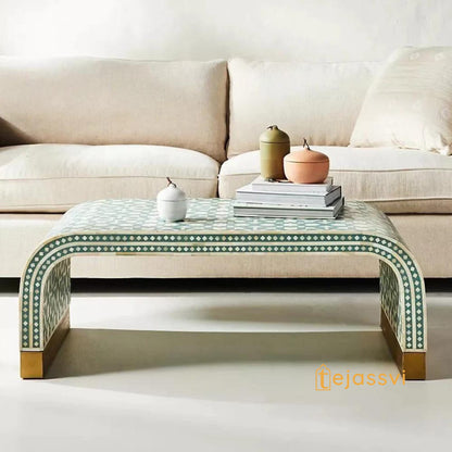 Handmade Wooden Console Table/Bone Inlay Table/Hall Way Entry Table/Bone Inlay Coffee Table/Bone Inlay Centre Table/Waterfall Coffee Table.