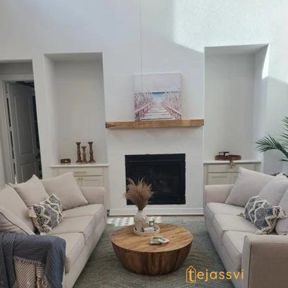 Coffee Table Wooden Cocktail Table Unique Coffee Table Handmade Round Center Table Indian Handcrafted Art Barrel Shape Living Room End Table