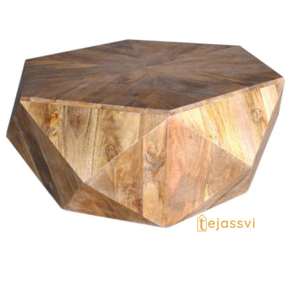 Wood Table Diamond Shape wooden Coffee Table Unique Cocktail table Beautifully Handmade Home Decor End Table Indian Art Furniture..