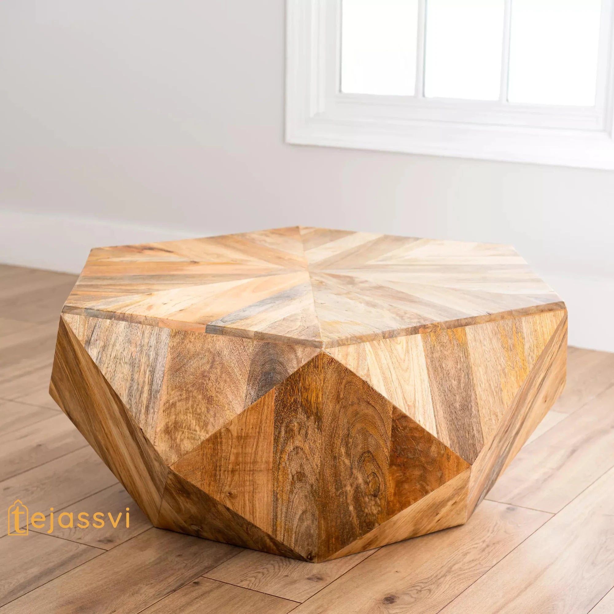 Wood Table Diamond Shape wooden Coffee Table Unique Cocktail table Beautifully Handmade Home Decor End Table Indian Art Furniture..