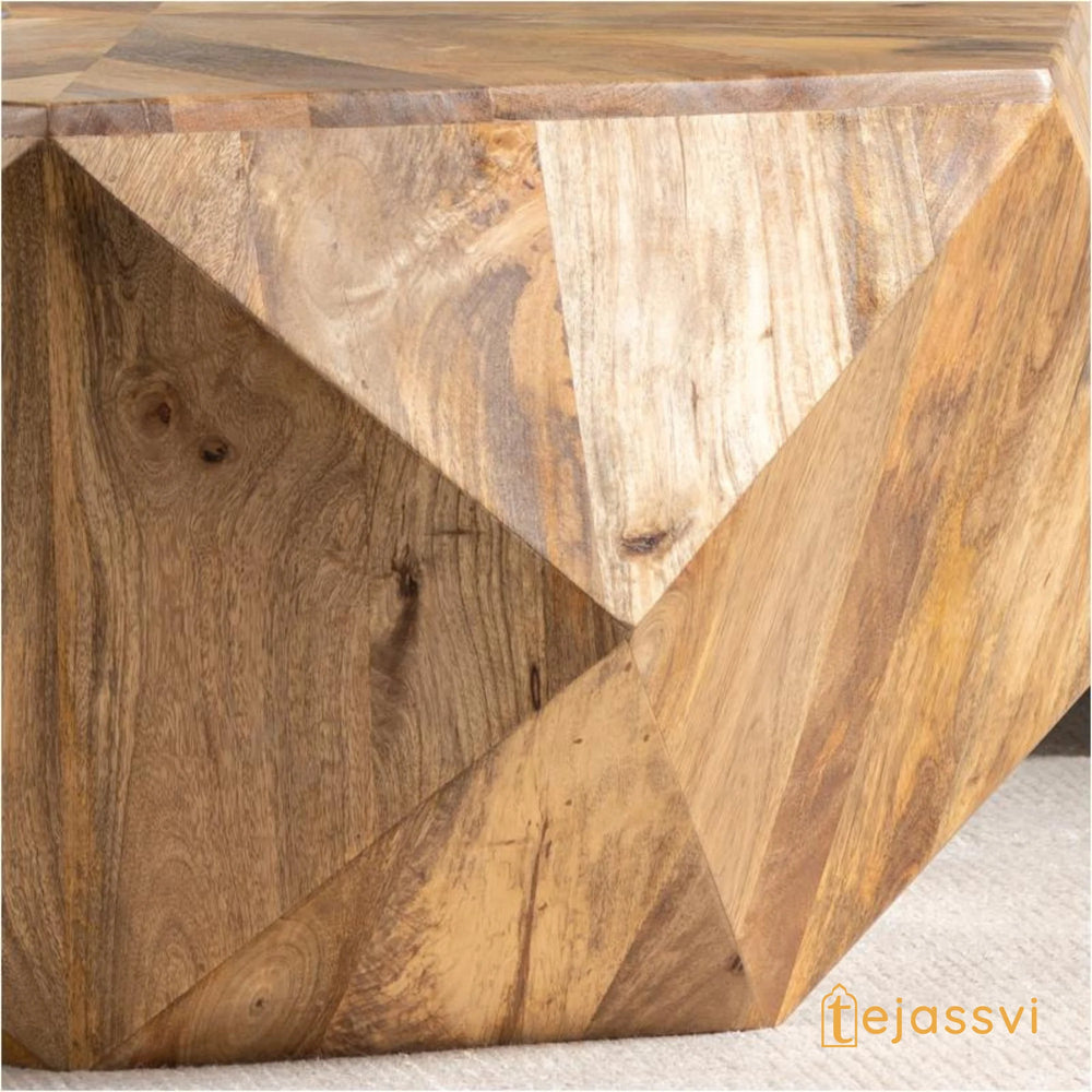 Wood Table Diamond Shape wooden Coffee Table Unique Cocktail table Beautifully Handmade Home Decor End Table Indian Art Furniture..